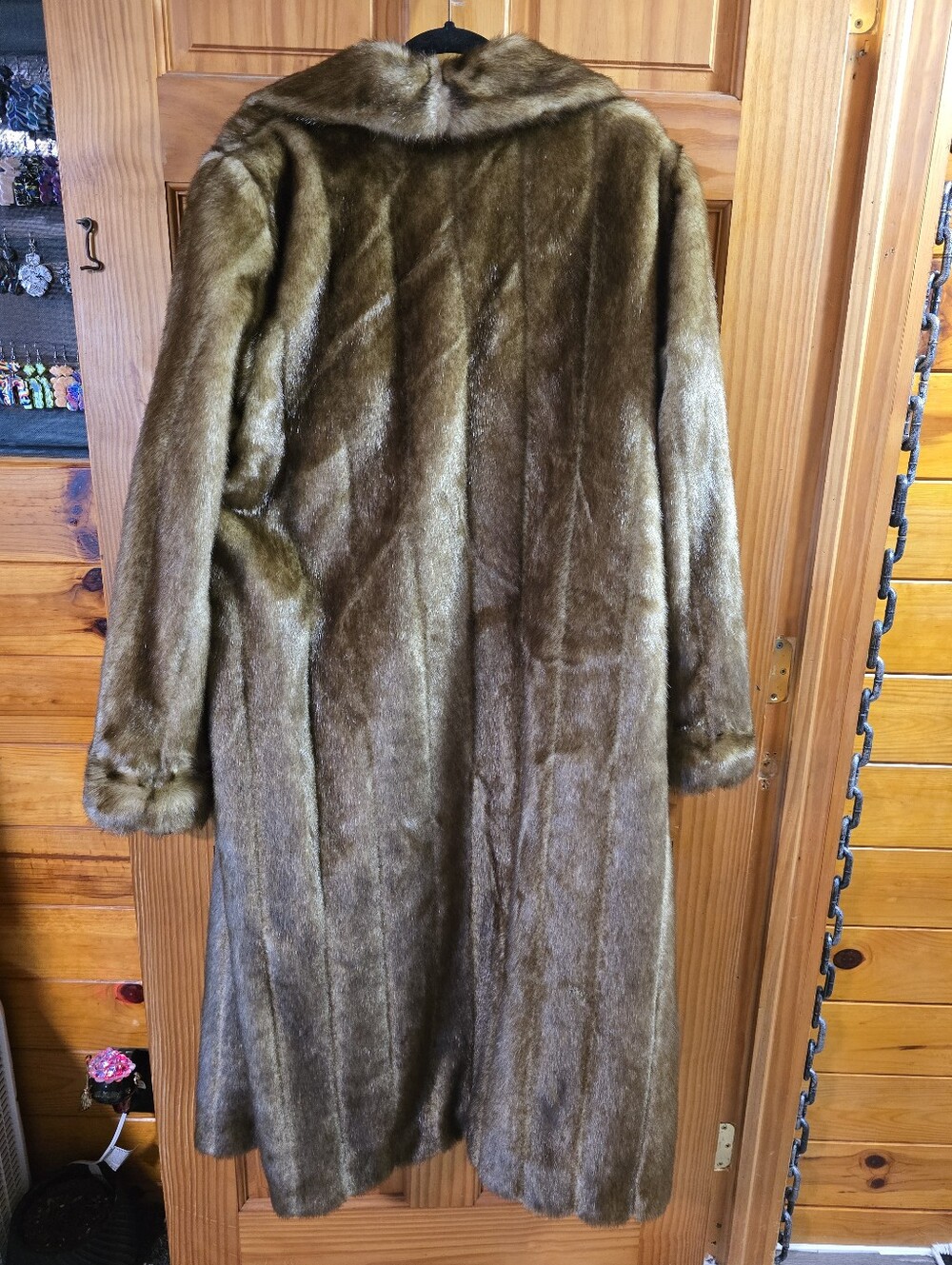 Vintage Pamela McCoy Faux Mink Full Length Coat Large - Picture 13 of 15